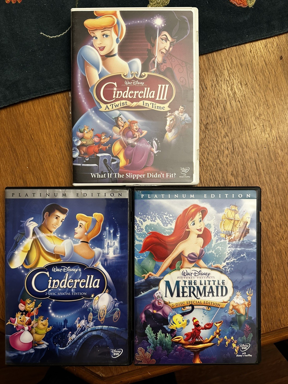 Disney Princess Triple Feat. DVD - Little Mermaid  / Cinderella/ Cinderella 3