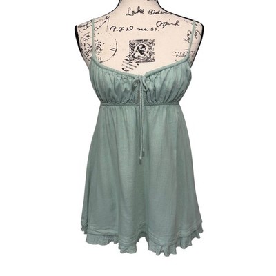 Princess Polly Empress of Love Sage Green Linen Milkmaid Babydoll Mini Dress, 6