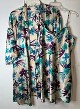 Vintage Size Medium Maidenform Satin Nightgown Chemise Robe Set Vibrant Colors