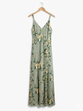 NWT Reformation Serafina Floral Sage Green Silk Slip Maxi Dress Size 12