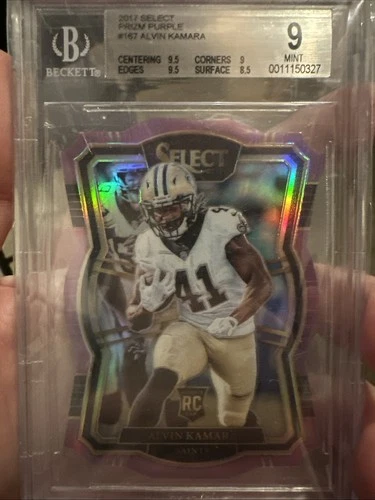 2017 Select - Premier Level Die-Cut Alvin Kamara Purple Prizm 20/75 (RC) BGS 9