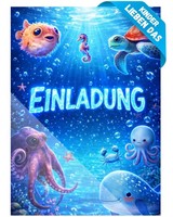 8 Einladungskarten Kindergeburtstag Meerestiere I Unterwasser Einladungen #A021