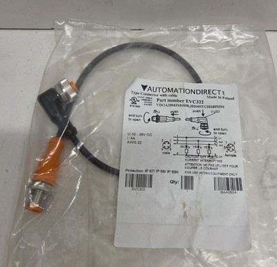 NEW IN BAG! AUTOMATION DIRECT 4PIN M12 ANGLED CONNECTION CABLE EVC322