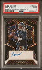 2022 PANINI SELECT ROOKIE SIGNATURES BLACK PRIZM 1/1 MALIK WILLIS 1/1 PSA 9