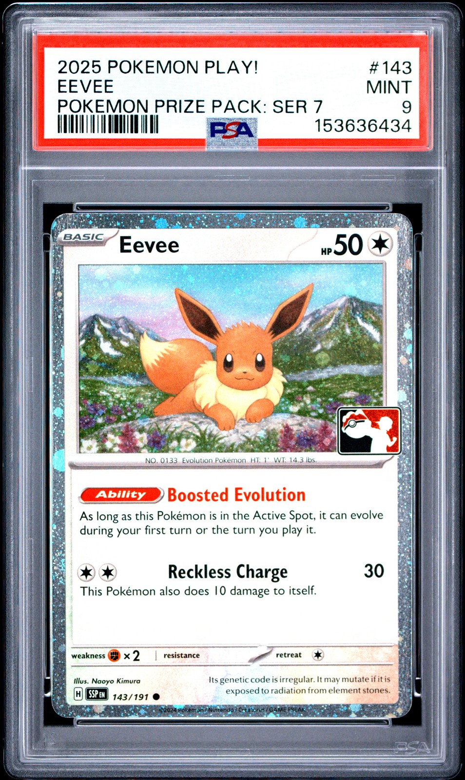 2025 POKEMON PLAY! POKEMON PRIZE PACK: SERIES 7 #143 EEVEE PSA 9