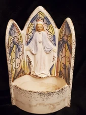Virgin Mary Holy Water Font Beautiful Catholic Vintage 7" K-T JAPAN