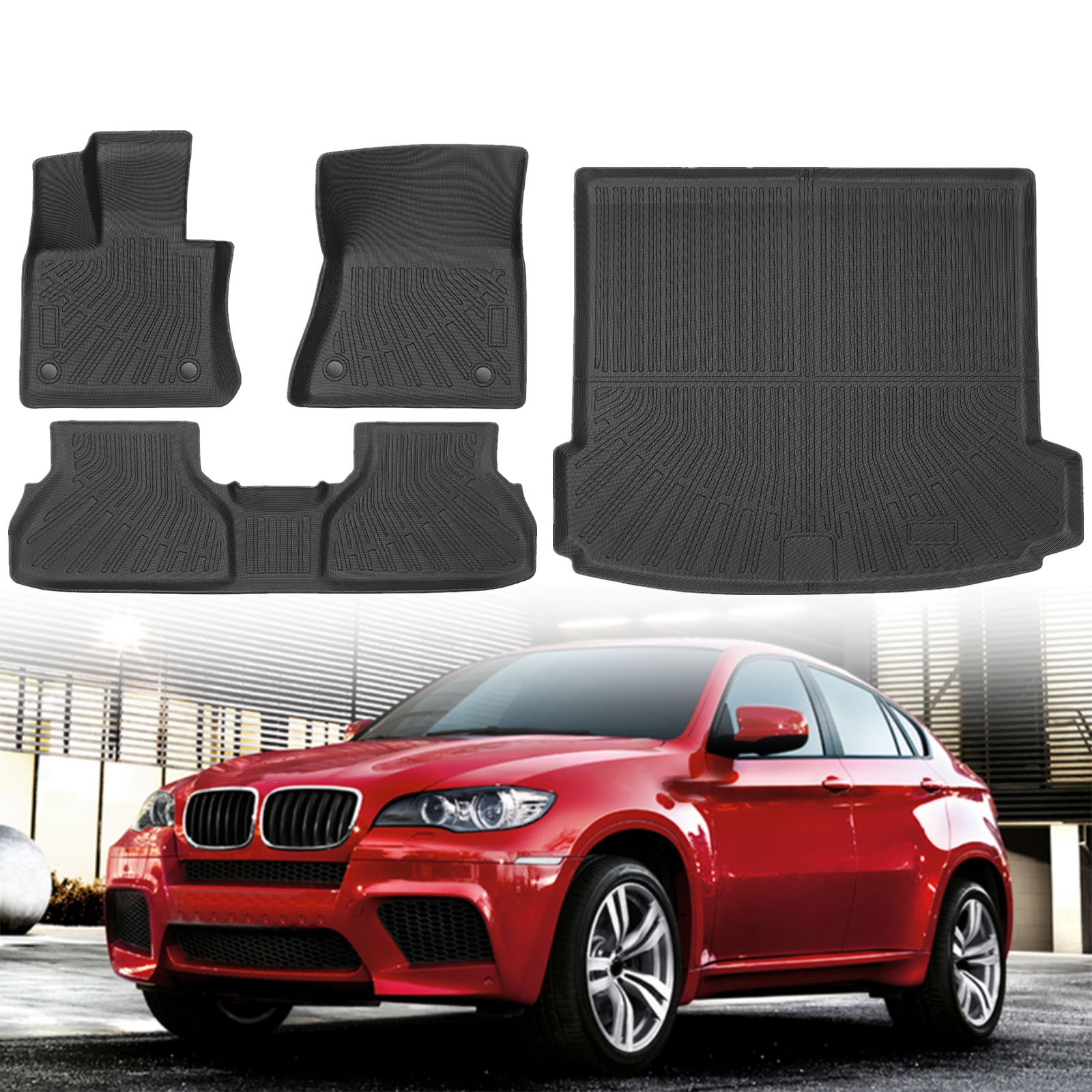 3D TPE Floor Mats Liners & Trunk Cargo Liner Waterproof Fits 2015-2019 BMW X6