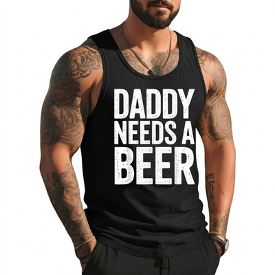 Daddy Needs A Beer Retro Men Dad Beer Drinking Father's Day Tank Top