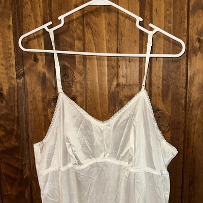 Slip Dress Womens Size 44 Dixie Belle Textiles White USA Fashion Long Silky VTG
