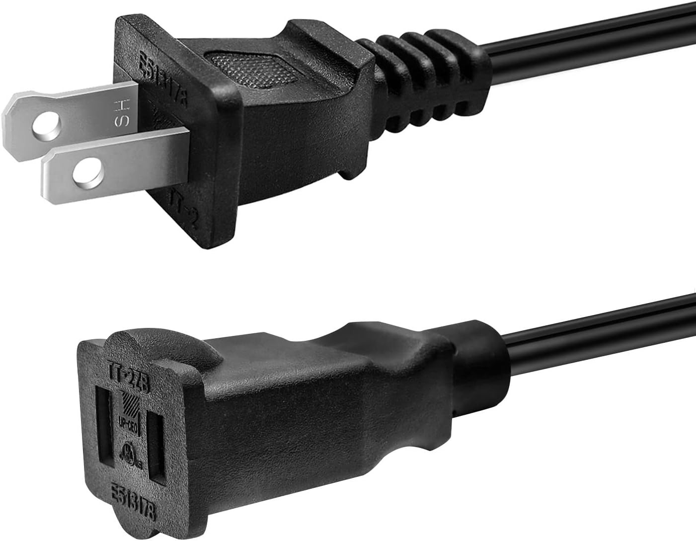 2 Prong Extension Cord 3FT US Male-Female Power Cable 16AWG AC 3FT-0.9M