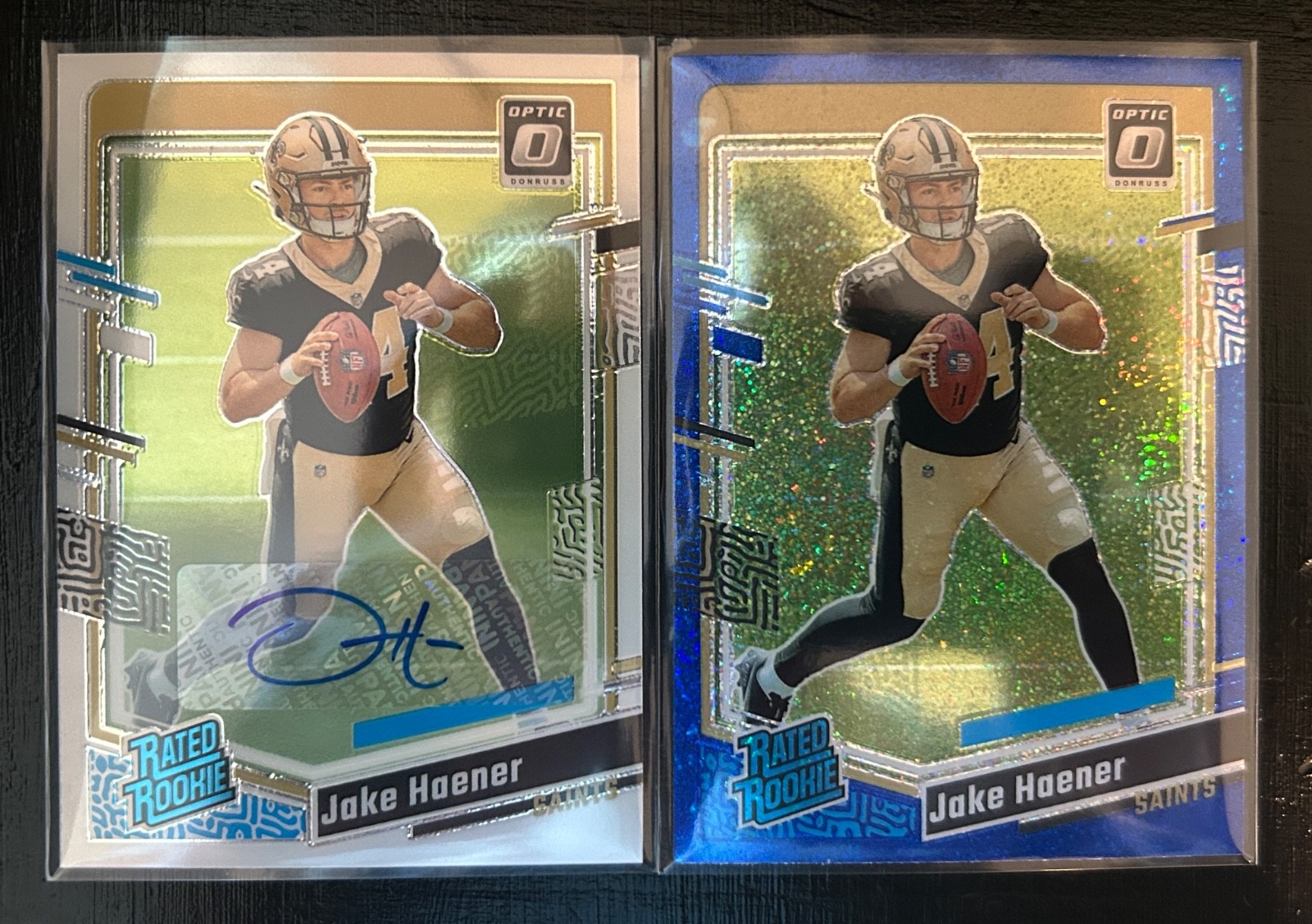 2023 Donruss Optic - Jake Haener - Rated Rookie - Auto /199 - Blue Glitter #277