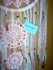 New, handcrafted, crochet dream catcher, pinks N whites   40" long #24a — photo 3