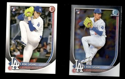 Roki Sasaki 2025 Bowman Chrome 12 + Bowman 12 - 2 Card Lot - Dodgers