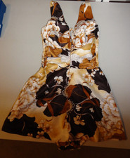 Vintage 1960's Hawaiian Bathing Suit Romper Paradise Hawaii Size 12 Brown