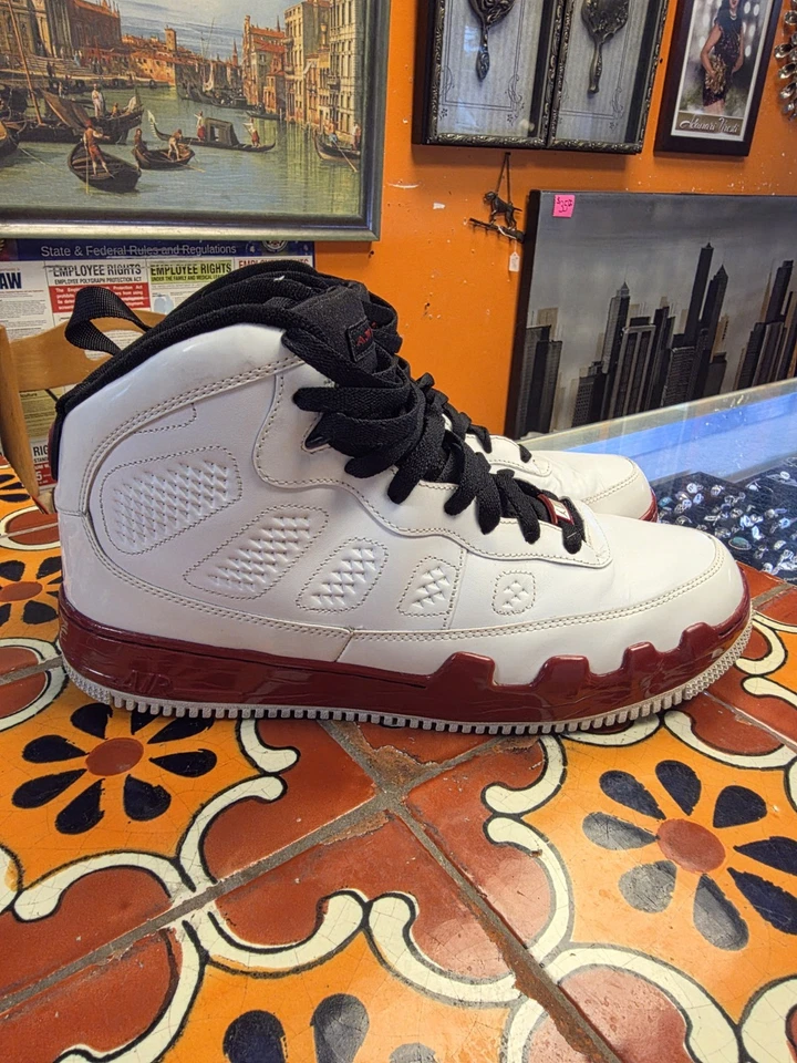 Talla 8 - Air Jordan Fusion 9 Blanco Negro Rojo 352753 102 Foto 4 de 4