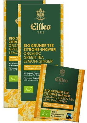 EILLES TEE Teebeutel Bio & Fairtrade Grüner Tee Zitrone-Ingwer, Sparpack mit
