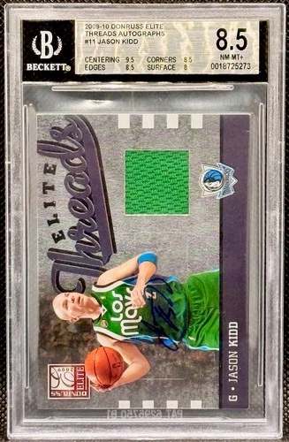 2009-10 Donruss Elite Threads #11 JASON KIDD GW Jersey Patch Auto #14/25 BGS 8.5