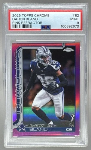 160392670 DaRon Bland 2025 Topps Chrome #82 Pink Refractor /250 PSA 9