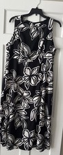 Cato Floral Sleeveless Black And  White Maxi Sheath Dress Sz 18/20W