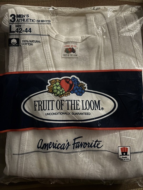 Fruit Of The Loom Mens Athletic Shirt Vintage 3 Pack White Large 42-44