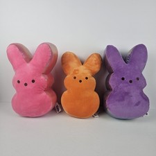 Peeps Bunny Plush Stuffed Animal Set Pink Orange Purple Iridescent Easter 3-Pack