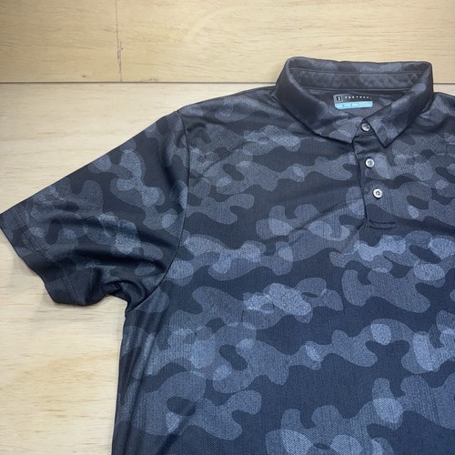 PGA Tour Golf Polo Men's XXL Black Gray Camo Short Sleeve Collared Shirt - Picture 3 of 19