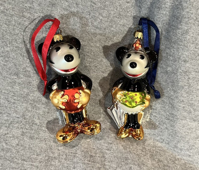 Christopher Radko Mickey and Minnie 75th Anniversary 2003 Christmas Ornaments
