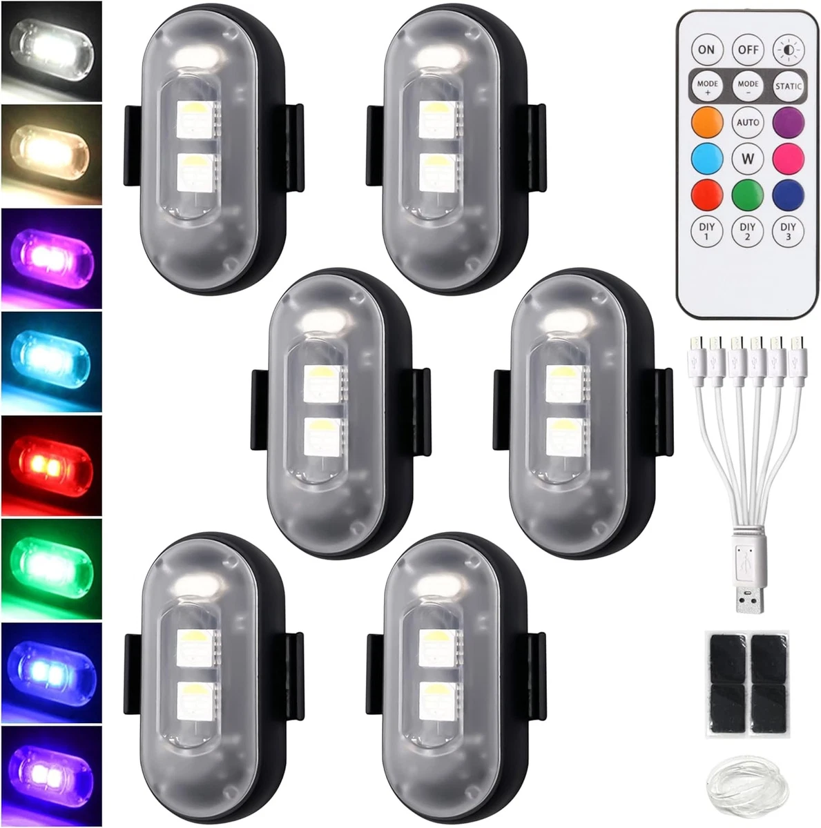Wireless Rechargeable Strobe LED Lights with Remote Control, 8