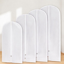 5/10Pcs WHITE Breathable Garment Covers Suit Dress Coat Dust Protector Zip Bags