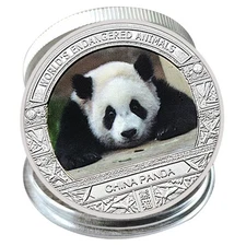 China Panda Collectible Coin – Silver-Plated Wildlife animal Souvenir in Capsule