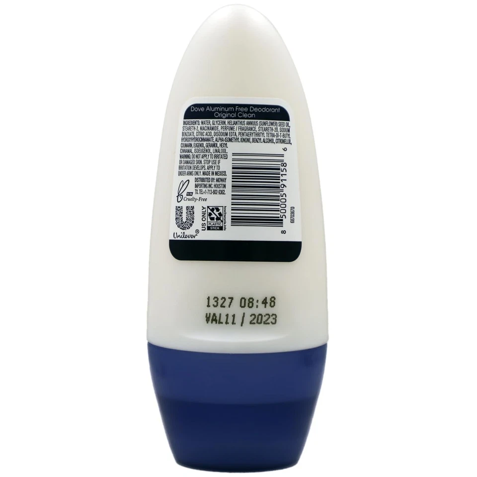 Dove Original Clean Roll On Deodorant, Aluminum Free, All Day Odor Protection, 4 - Image 3 of 4