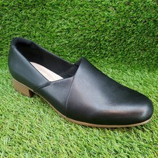 Clarks Juliet Palm SIZE 9 Women's Leather Comfort Slip On Loafers Black