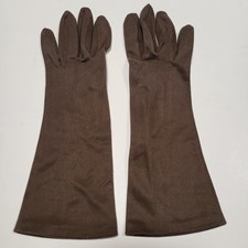 Vintage Complexion By Hansen Long 11" Brown Opera Gloves Cotton Size 6 1/2