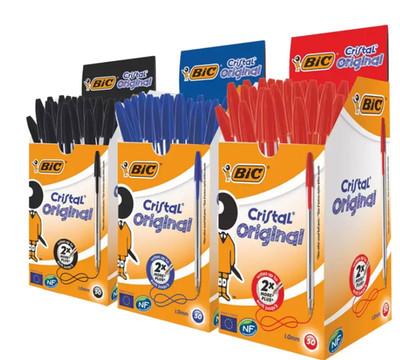 BIC Cristal Mittel Kugelschreiber Kugelschreiber Biros Schwarz, Blau, Rot KAUFEN SIE 1 ODER 5-10