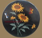 18" black Marble Center round Table Top Inlay Pietra dura Handmade decor kitchen
