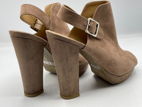 Report Women's Brown Faux Leather 5" Heels Peep Toe Slingback Shoes 8 M - Picture 5 of 9