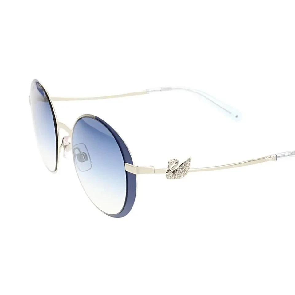Очки солнцезащитные Swarovski SK0229 92W серебристые синие круглые тонкие оправа 51-21-140 SK229 229 - Изображение 2 из 4