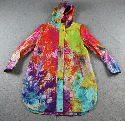 UBU Clothing Co Parisian Raincoat Womens Small Multicolor Blaze Glory Hooded New