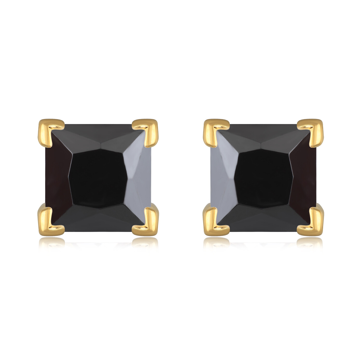 Boucles d'oreilles pierres noires en plaqué or 18 carats pour femme