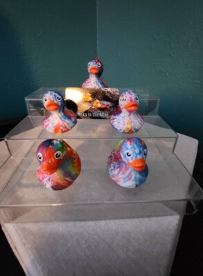 2'' Splash Rainbow Color Rubber Ducks -Set of Five -Perfect for Duck, Duck, J33P!