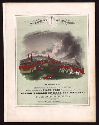 1843 Monument Quick Step - Boston Brigade Band - Original Sheet Music Lithograph