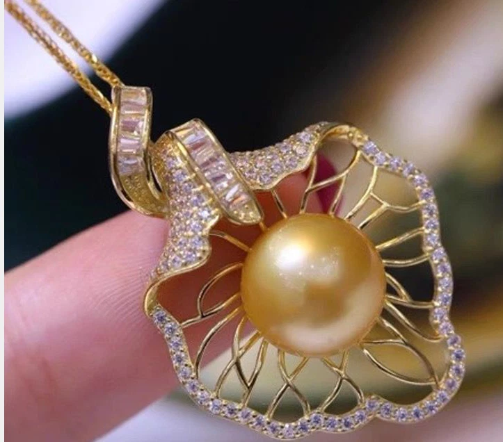 gorgeous 11 12mm south sea round gold pearl pendant 925s sx eBay