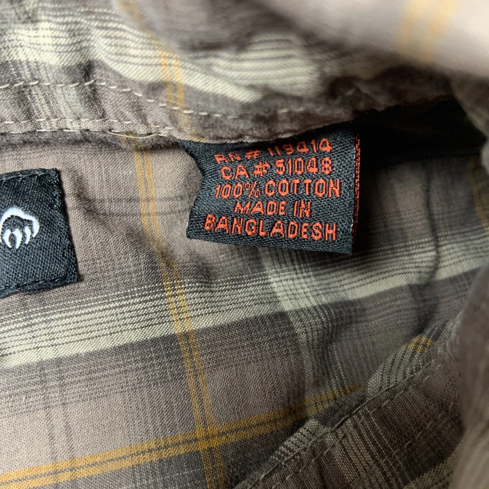 Wolverine Men Shirt M Brown Button Up Plaid Short Sleeve Pocket Logo Casual Work - Image 4 of 4