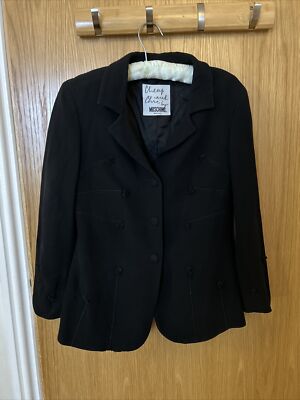 MOSCHINO CHEAP AND CHIC BLACK VINTAGE BLAZER/JACKET 12 UK QUIRKY FLOWER DETAIL