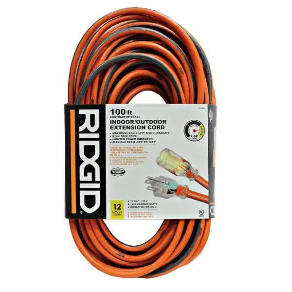 Ridgid 100 ft Contractor Grade Indoor/ Outdoor Extension Cord 12 Gauge