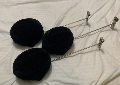 LOT OF 3 Hat Wig 16" Black Velvet Chrome 1/2 Head STORE Display GRIDWALL DELUXE
