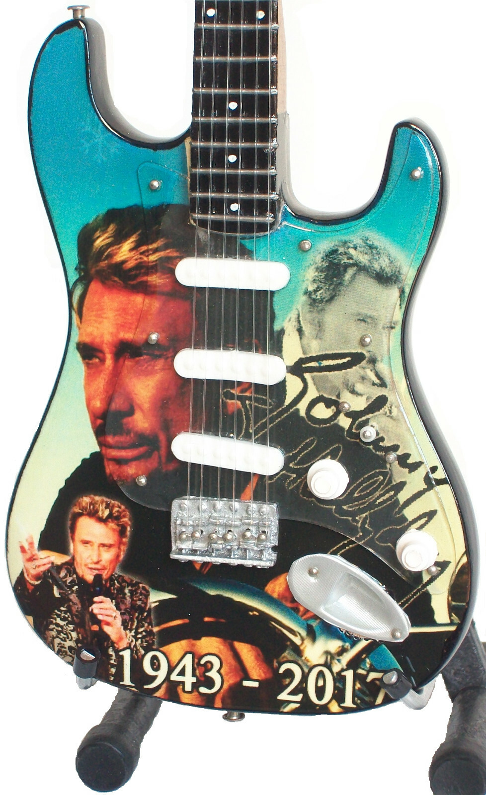 Guitare miniature Johnny Hallyday idée cadeau originale pour fan de rock