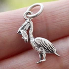 925 Sterling Silver Pelican Bird 3D Pendant Charm Water Birds Beach Ocean Dangle