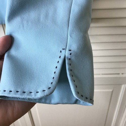 STUDIO I Womens Zip Up Suit Jacket Size 12 Blue Contrast Topstitching Lined Work - Picture 5 of 9