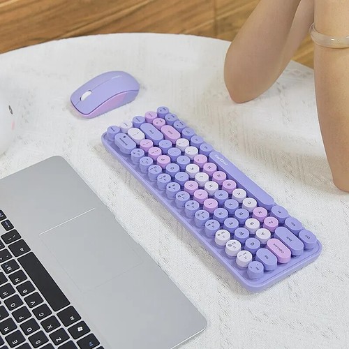 Wireless Keyboard and Mouse, Round Keycap Compact Keyboard for Computer, Laptop - Picture 11 of 32